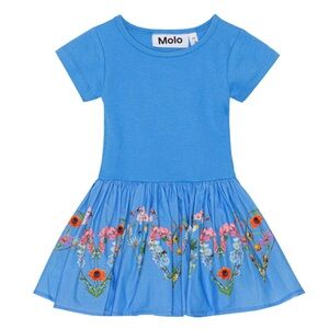 Molo Light Blue Dress with Floral Accents